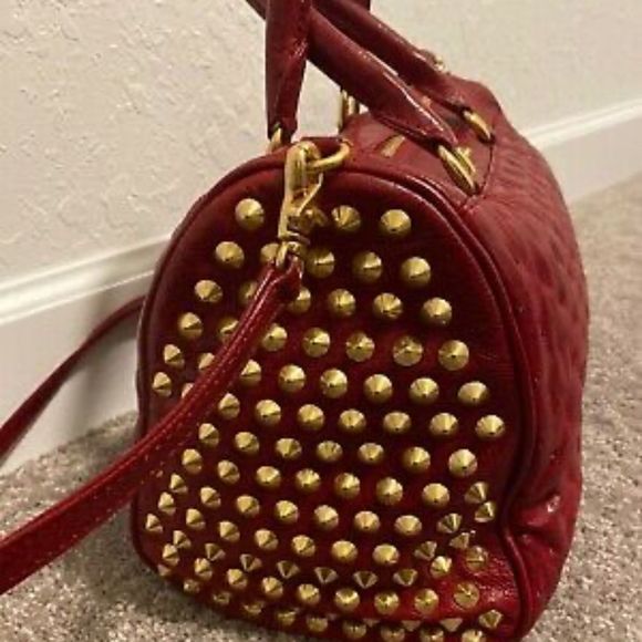 NWT Perfect Lush Rebecca Minkoff terracotta flame studded satchel. MINT - Picture 7 of 8